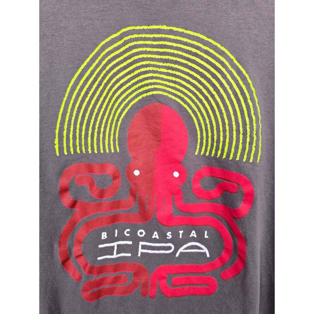 Redhook Brewery Bicoastal IPA Graphic T-Shirt Gray Mens Large Octopus Beer Tee